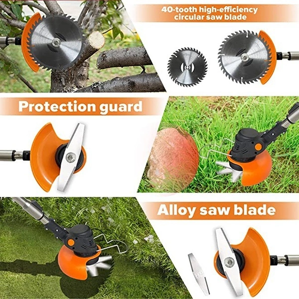 Electric Cordless Grass Trimmer with Dual Blades, Lightweight Rechargeable Weed Cutter for Garden & Lawn