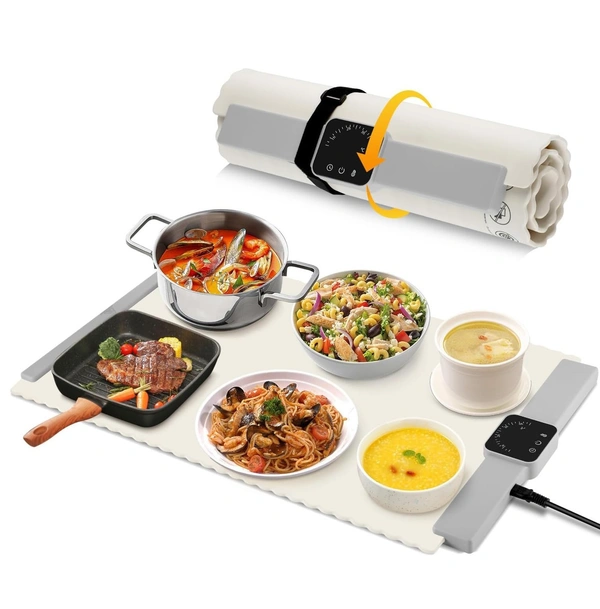 Foldable Silicone Food Warming Pad – Portable Electric Heating Mat for Home & Travel