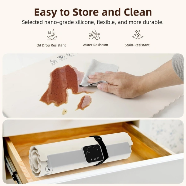 Foldable Silicone Food Warming Pad – Portable Electric Heating Mat for Home & Travel