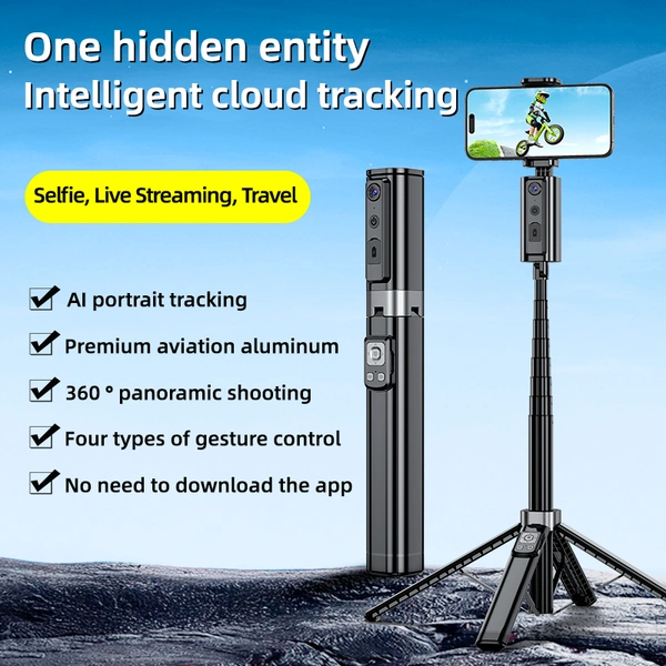 Auto Face Tracking Tripod with Bluetooth Remote & 180° Rotation