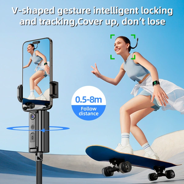 Auto Face Tracking Tripod with Bluetooth Remote & 180° Rotation