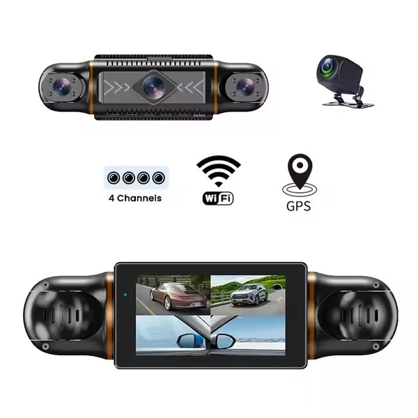 M99 4 Lens WiFi Dash Cam | Touchscreen Display, Full HD Front, Rear & Interior Recording, Night Vision, Parking Monitor