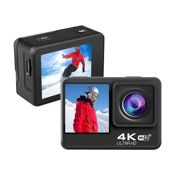 Q60AR 4K WiFi Action Camera | Waterproof, Wide-Angle, Touchscreen, Sports, Bike & Travel Vlogging Cam