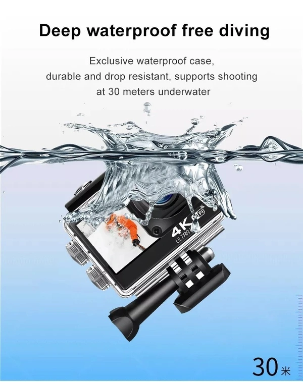 Q60AR 4K WiFi Action Camera | Waterproof, Wide-Angle, Touchscreen, Sports, Bike & Travel Vlogging Cam