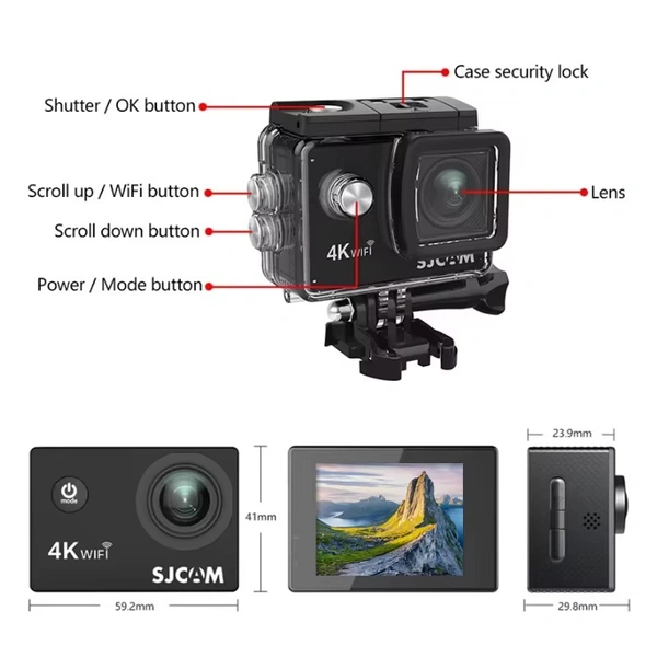 SJCAM SJ4000 Air 4K Action Camera | WiFi, 16MP Photos, 170° Wide-Angle Lens, Waterproof Case Included