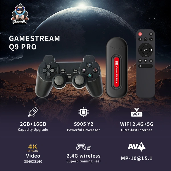8K Ultra HD Set-Top-Box | 50,000+ Classic Games | 64GB | Dual Wireless Controllers | 4K HDMI Plug & Play Console