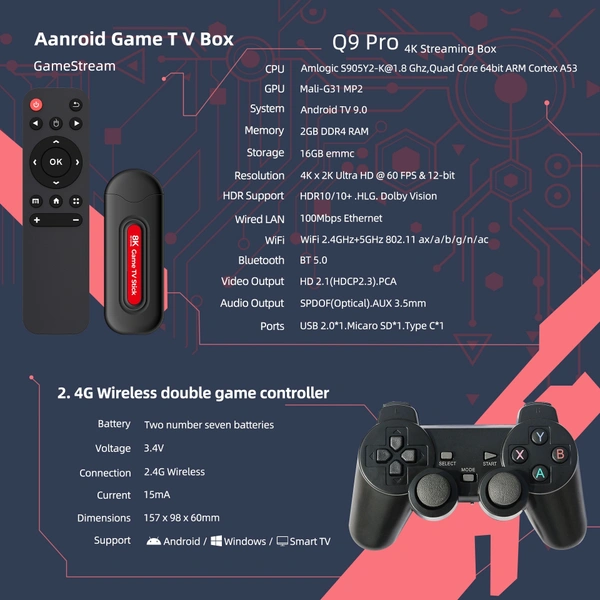 8K Ultra HD Set-Top-Box | 50,000+ Classic Games | 64GB | Dual Wireless Controllers | 4K HDMI Plug & Play Console