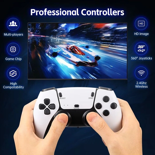 M15 Plus 4K Game Stick | 64GB | 10,000+ Classic Games | Dual Wireless Controllers | Plug & Play Console