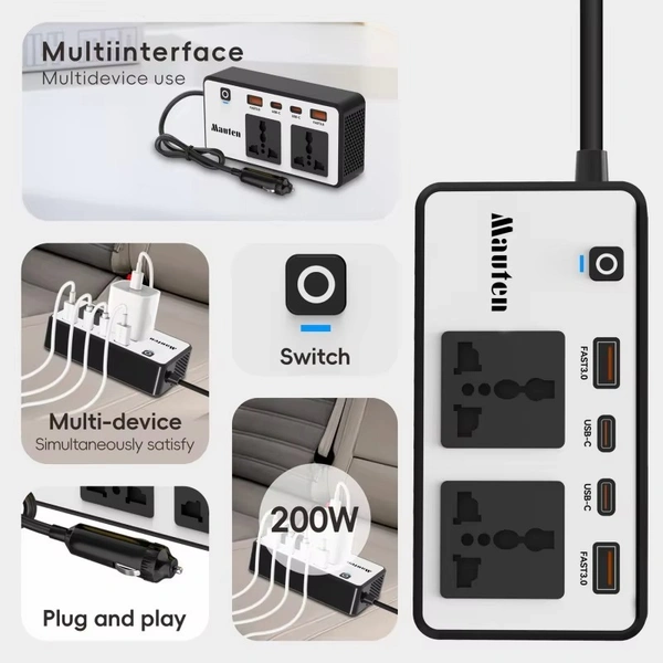 Car Power Inverter 12V/24V to 230V AC | Portable Car Converter for Laptops, Mobiles & Appliances