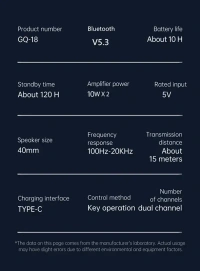 GQ18 Portable Bluetooth Wireless Speaker | 20W Stereo Sound, RGB Lights, 3100mAh Battery, TWS Pairing & IPX5 Waterproof