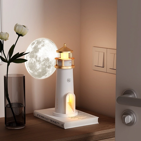 Moon Projection Lighthouse Night Light with Remote Control | Starry Sky & Moon Lamp for Bedroom & Home Décor