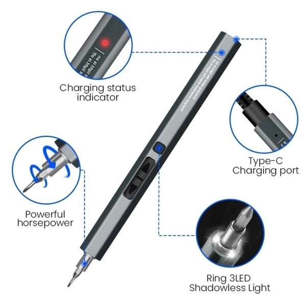K01 2-in-1 Electric & Manual Screwdriver Set | 13 Bits, Type-C Rechargeable, Alloy Body