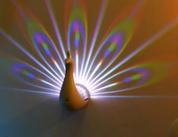 LED Peacock Projection Wall Lamp – 7-Color Peacock Night Light with Remote & USB | Romantic Ambient Decor