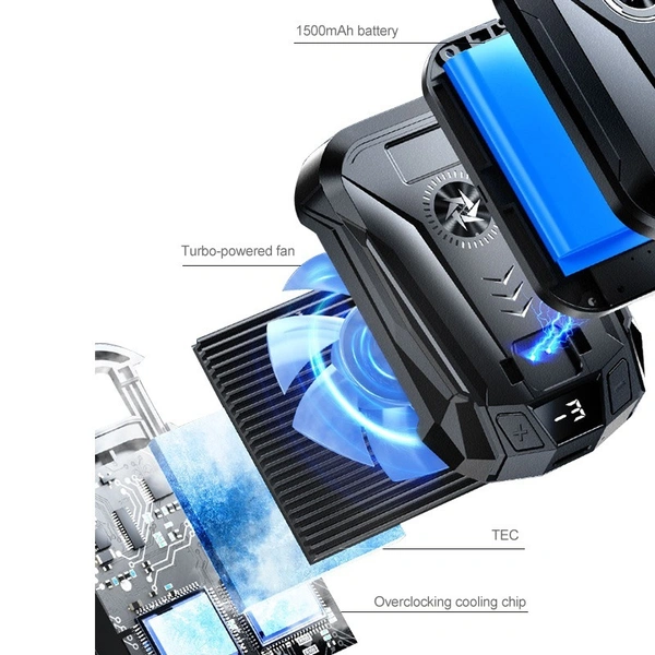 SL-14 Back-Clip Mobile Phone Cooler with 1500mAh Battery | Semiconductor Cooling, RGB Lights, Adjustable Clip for Gaming Phones