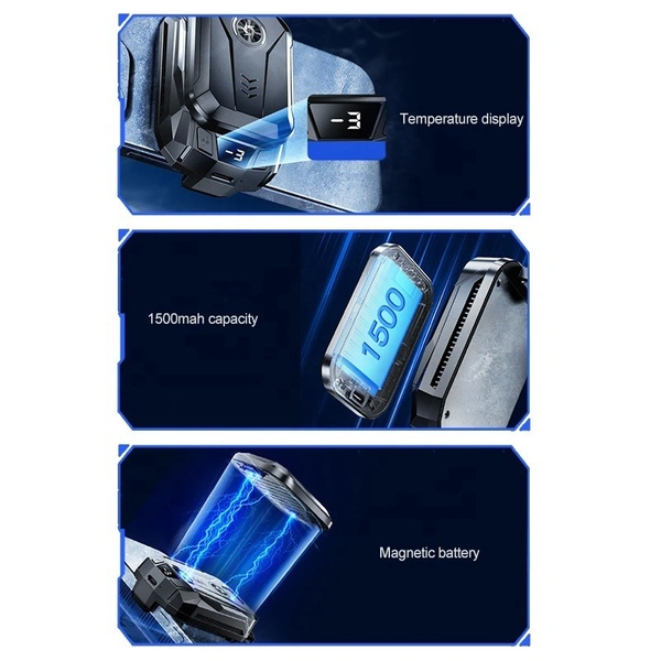SL-14 Back-Clip Mobile Phone Cooler with 1500mAh Battery | Semiconductor Cooling, RGB Lights, Adjustable Clip for Gaming Phones