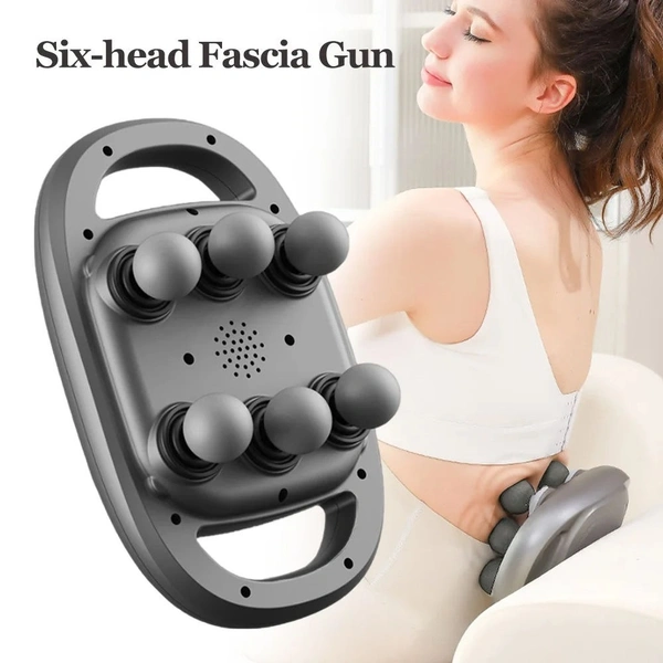 Six-Head Fascia Body Massage Gun | Powerful Deep Tissue Muscle Massager, 6 Speed Modes, Rechargeable & Portable