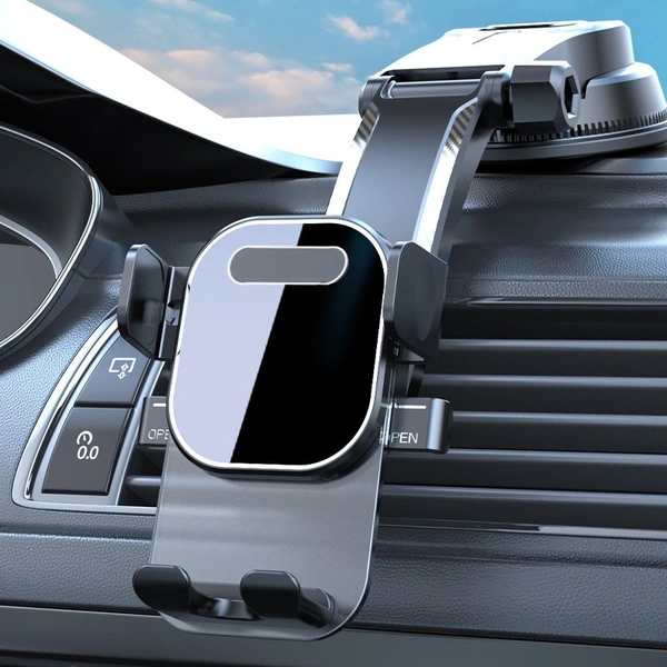 Universal Pull‑Down Automatic Lock Phone Holder | Dashboard & Desk Mount