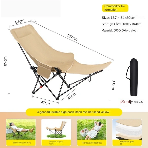 Adjustable Outdoor Folding Recliner Chair | Portable 4-Position Camping, Beach & Garden Chair