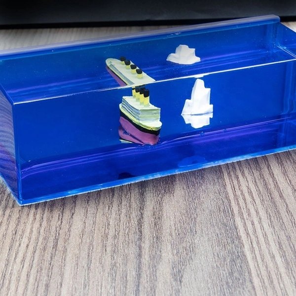 Creative Acrylic Iceberg Boat Ornament | Decorative Crystal Resin Showpiece for Home & Office