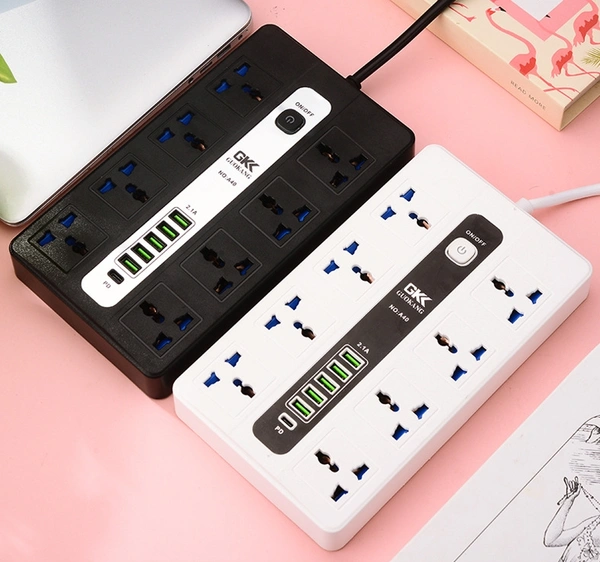 Multi-Port Power Strip with 6 Universal Sockets & 4 USB Ports | Surge Protection & Individual Switches