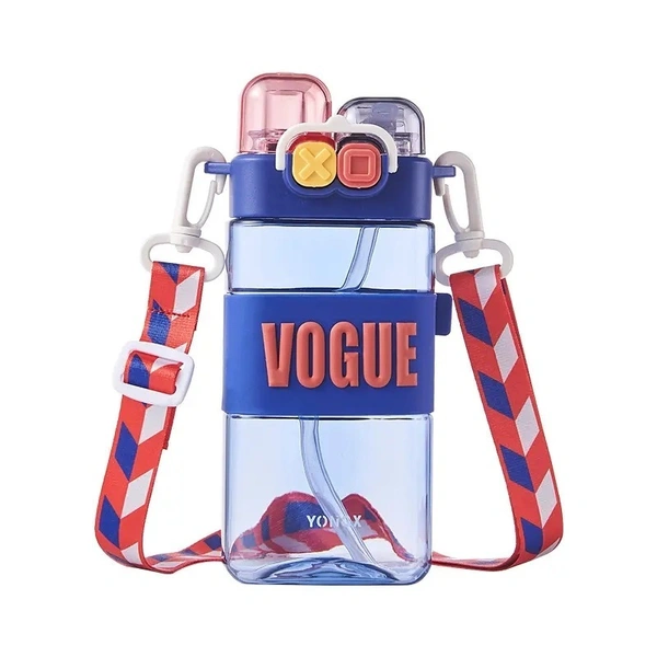 Portable Cute Plastic Travel Sport Water Bottle for Kids with Straw Cup – Leakproof, BPA-Free, Lightweight