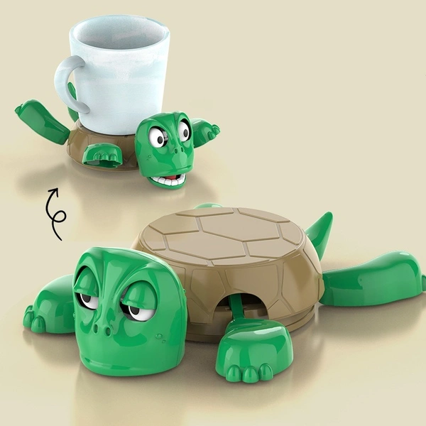 New Trend Funny Expression Pink Green Animated Turtle Coaster Toy – 3D Cup Holder for Home & Office