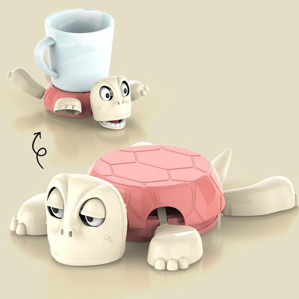 New Trend Funny Expression Pink Green Animated Turtle Coaster Toy – 3D Cup Holder for Home & Office
