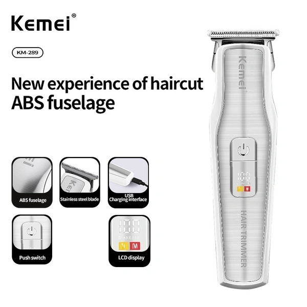 Kemei KM-289 Professional Cordless Beard & Hair Trimmer | Rechargeable Grooming Kit for Men