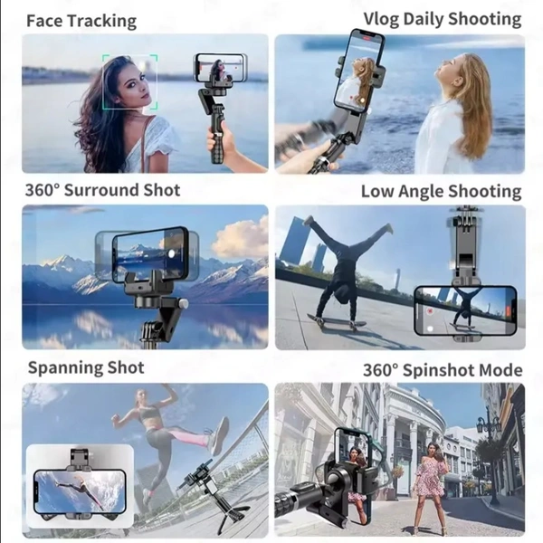 Q18 Gimbal Stabilizer for Mobile – LED Fill Light, Bluetooth Remote & Tripod | Best Gimbal India 2025