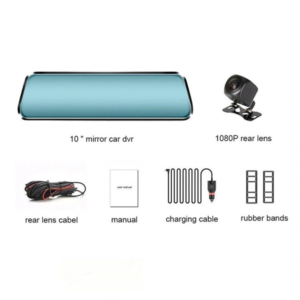 10-Inch Full-Screen Dash Cam | GPS, Dual Camera, and G-Sensor
