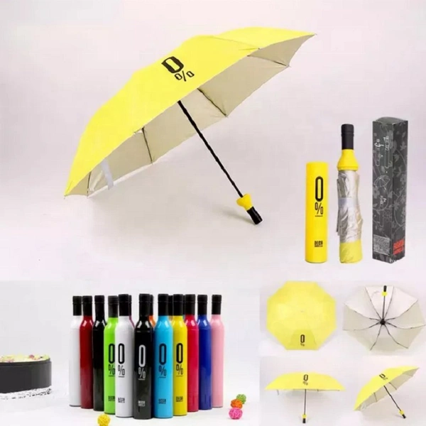 Wine Bottle Shape Mini Compact Foldable Umbrella