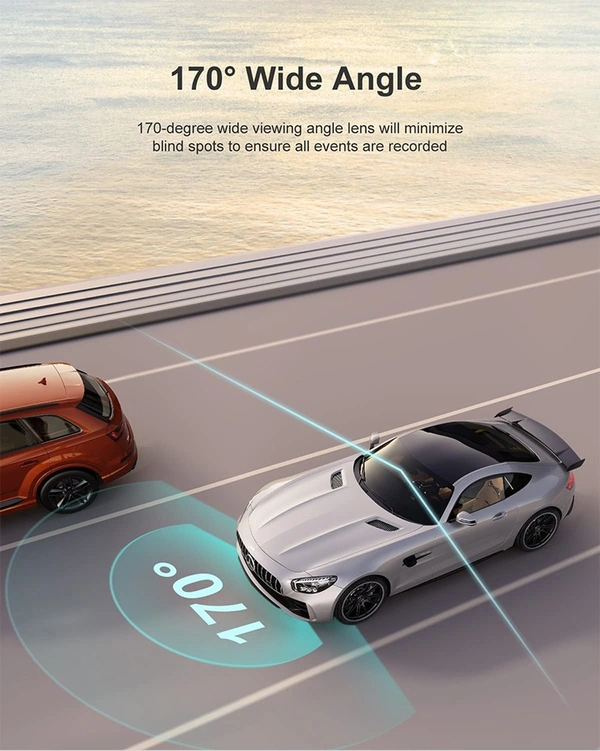 3-Inch WiFi Dashcam with 1080P HD Recording & App Control