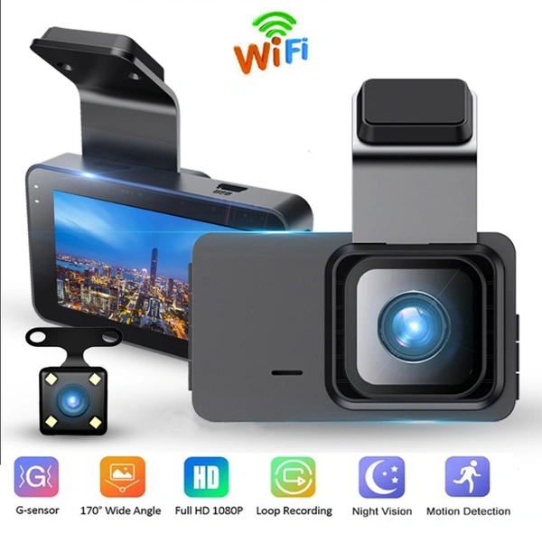 3-Inch WiFi Dashcam with 1080P HD Recording & App Control