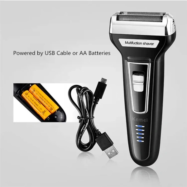 Electric Rechargeable Face & Beard Shaver for Men – USB, Cordless, Washable