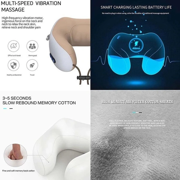 Portable U-Shaped Kneading Neck Pillow – Perfect for Travel & Comfort