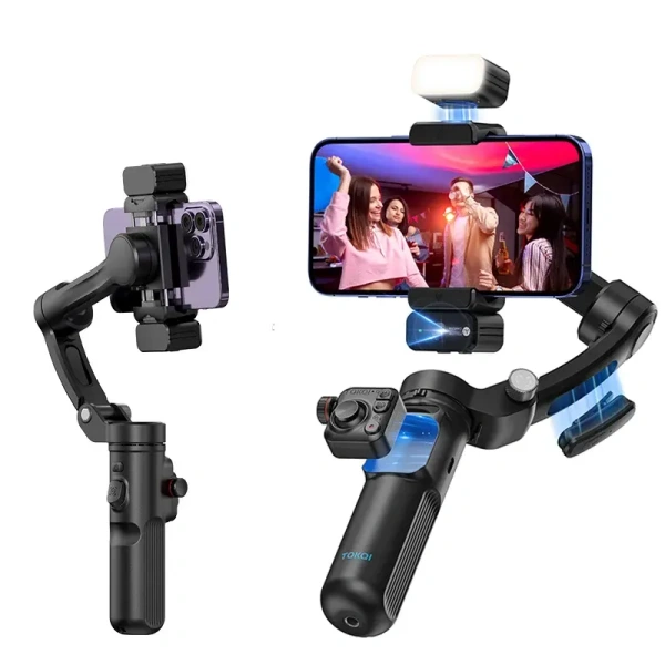 M03 Intelligent AI Face Tracking Gimbal Stabilizer – 3-Axis Anti-Shake with Wireless Microphone & Fill Light