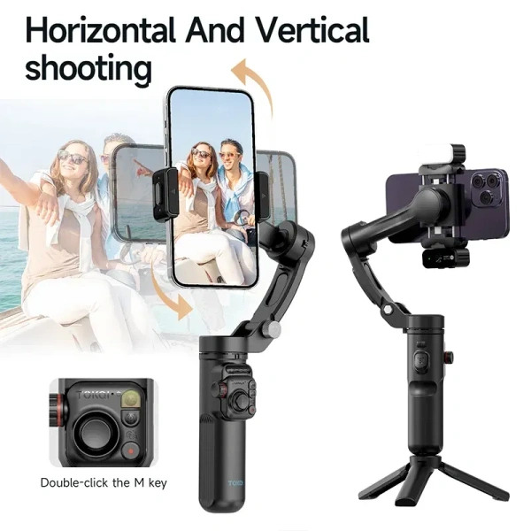 M03 Intelligent AI Face Tracking Gimbal Stabilizer – 3-Axis Anti-Shake with Wireless Microphone & Fill Light