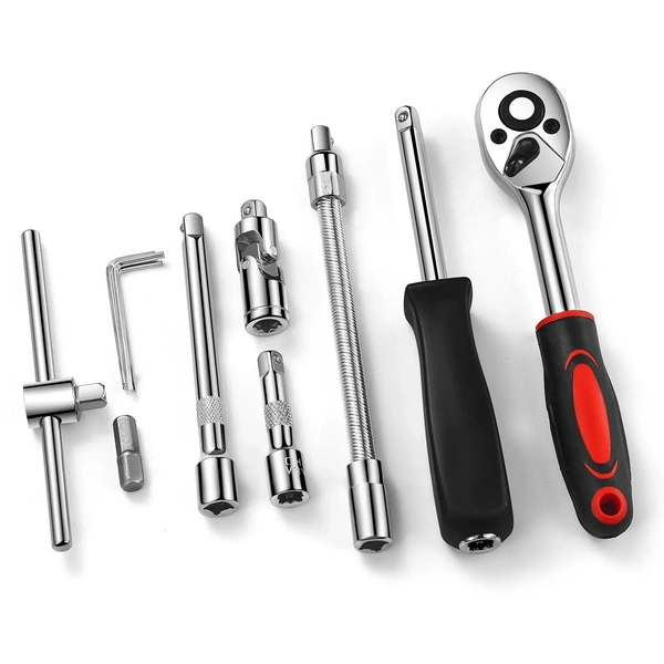 46Pcs Socket Bits Set Ratchet Wrench Metric Tools Kit For Automotive Repair Household