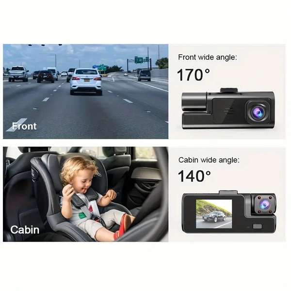 D30 Max Dash Cam Front and Inside, HD 1080P Recording Car DVR Cam with 170° Wide Angle, Night Vision, Small Dash Camera for Cars, 24h Parking Monitor, Loop Recording, G-Sensor