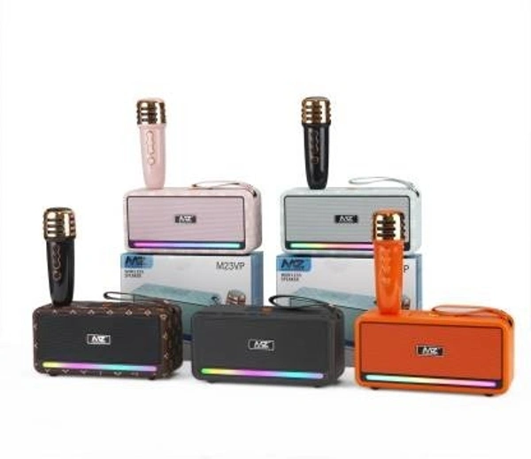 MZ M23VP Portable Bluetooth Speaker - Dynamic Thunder Sound with Wireless Mic, 10W Speaker