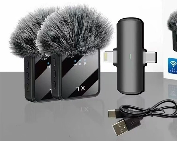 F15-2 Wireless Lavalier Microphone – Noise Reduction | Clip-On Mic | Plug & Play | Long Battery Life | For Mobile & Camera