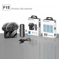 F15-2 Wireless Lavalier Microphone – Noise Reduction | Clip-On Mic | Plug & Play | Long Battery Life | For Mobile & Camera