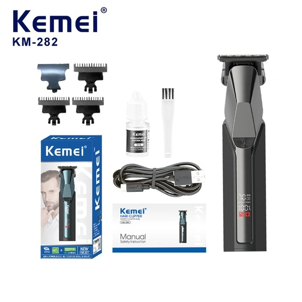 Kemei KM-282 Professional Cordless Hair Clipper | Rechargeable Beard & Hair Trimmer for Men