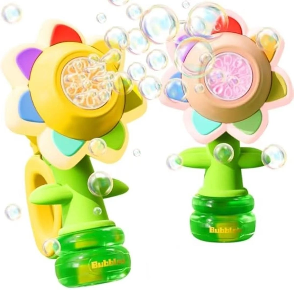 Sunflower Automatic Bubble Machine Toy | Electric Bubble Maker with LED Lights for Kids