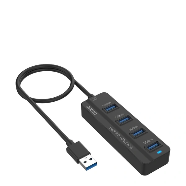 Onten 4-Port USB 3.0 Hub with Individual Power Switches – High-Speed Data Transfer & Charging