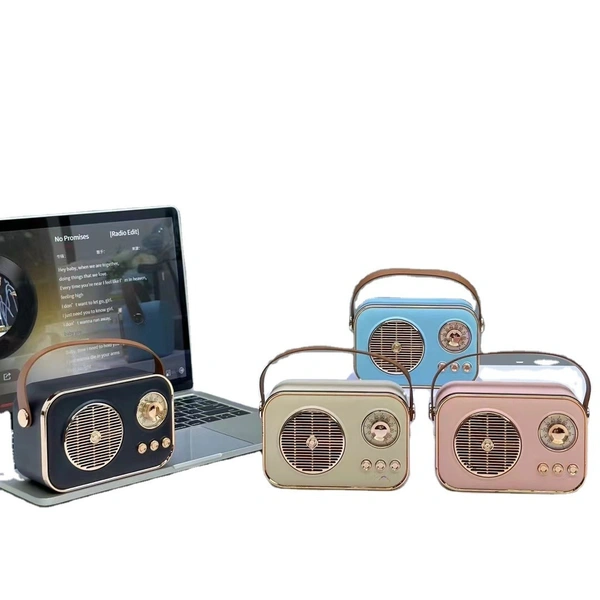 MZ M209 Mini Portable FM Radio Speaker with USB, TF Card & LED Light – Rechargeable Retro Look