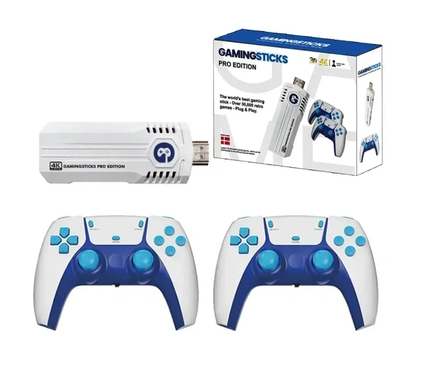 Classic Game Stick Mini Retro – 4K Console, 30000+ Games, Two-Player, Expandable Memory