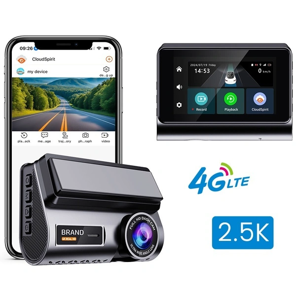 P85 Dual-Lens 2K 4G Dashcam – Front & Rear Recording, WiFi, GPS, Night Vision, Loop Recording