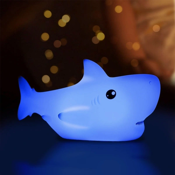 Shark LED Silicone Night Light – Adorable Soft Touch Lamp for Kids & Adults, USB Rechargeable, Dimmable & Color Changing