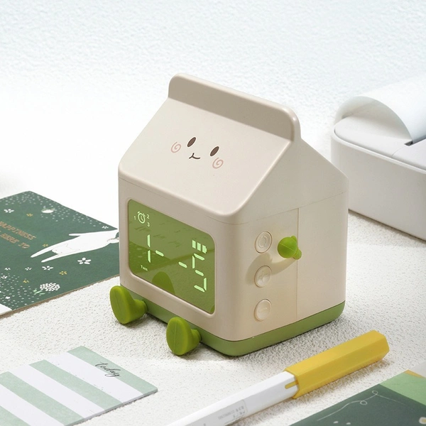 Milk Box Digital Alarm Clock – Large LED Display | Temperature Display | Rechargeable & Stylish